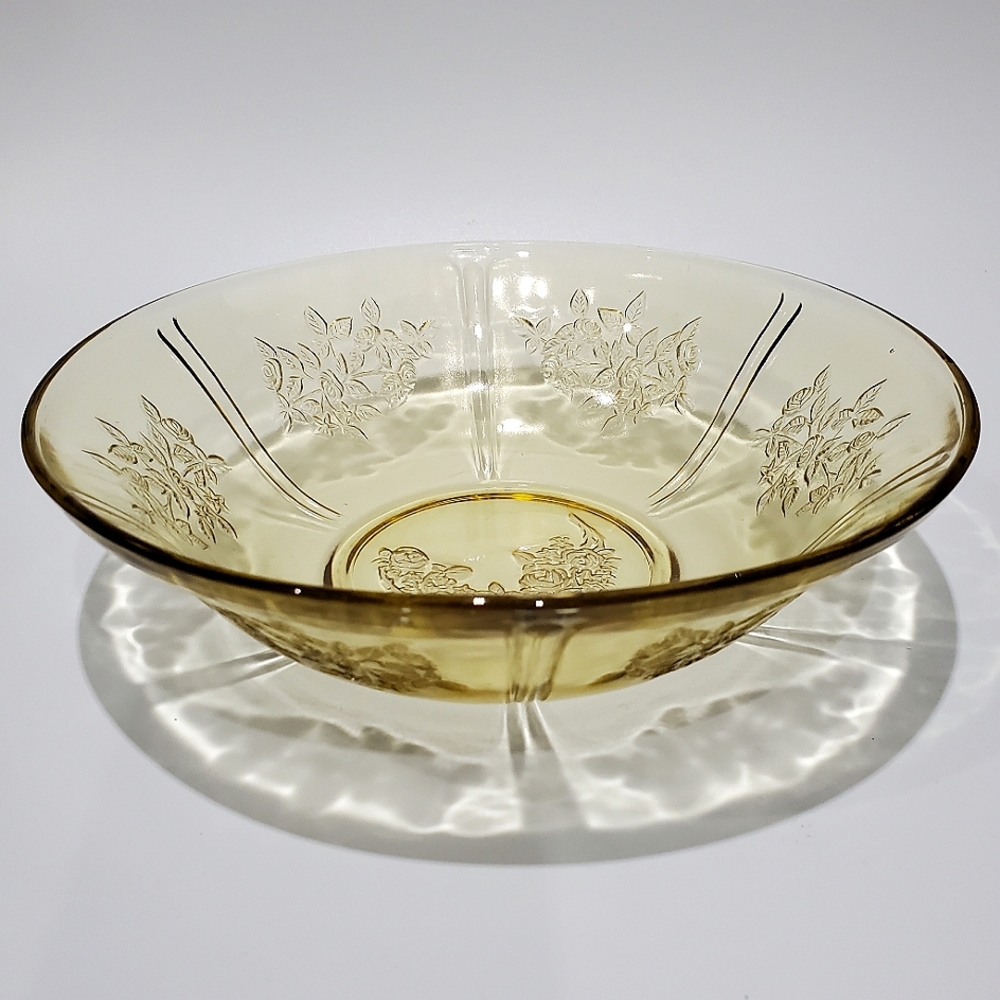 1930s 8 1/2" "Sharon Amber Rose" Bowl by Federal Glass